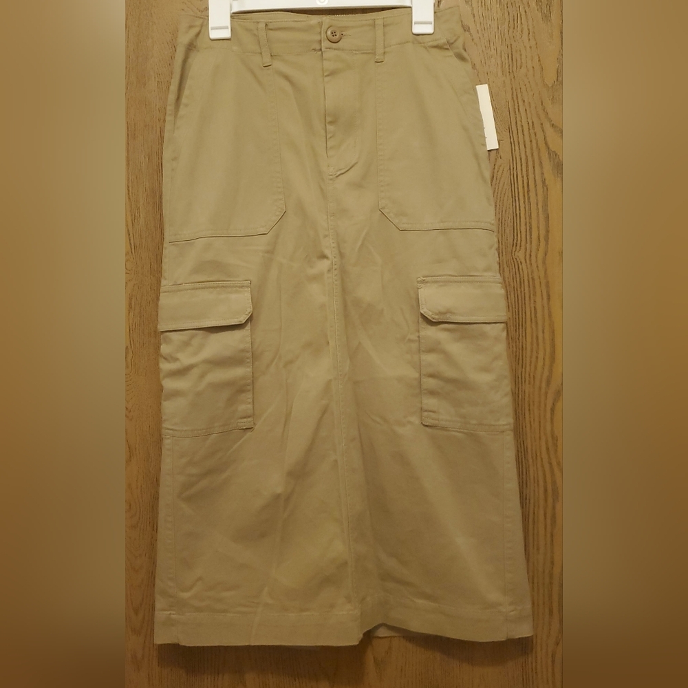 UNIVERSAL THREAD Tan Cargo Midi Skirt NWT Size: 4 - Picture 2 of 11